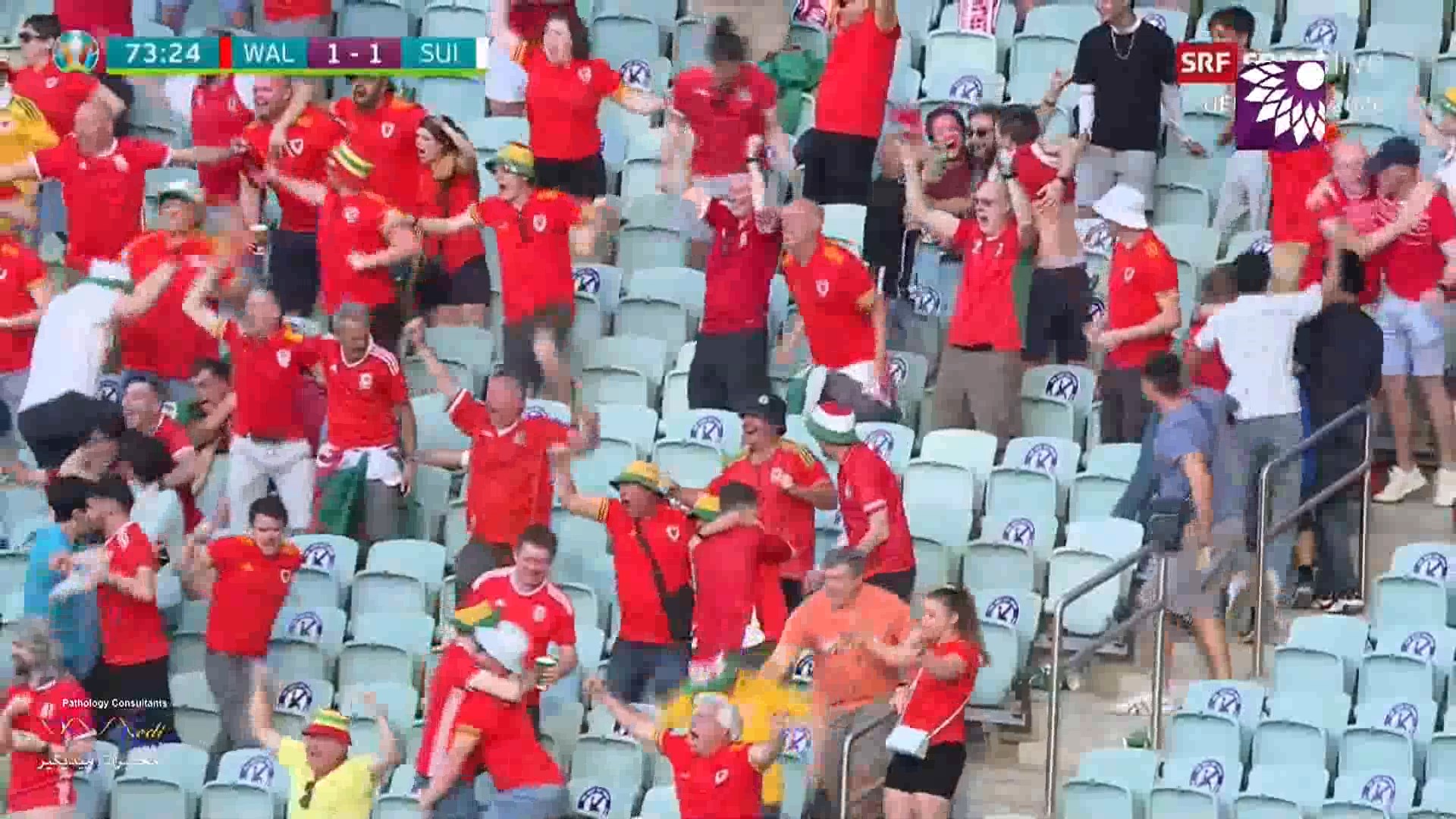 شاهد هدف التعادل (1 – 1) لصالح ويلز في شباك سويسرا