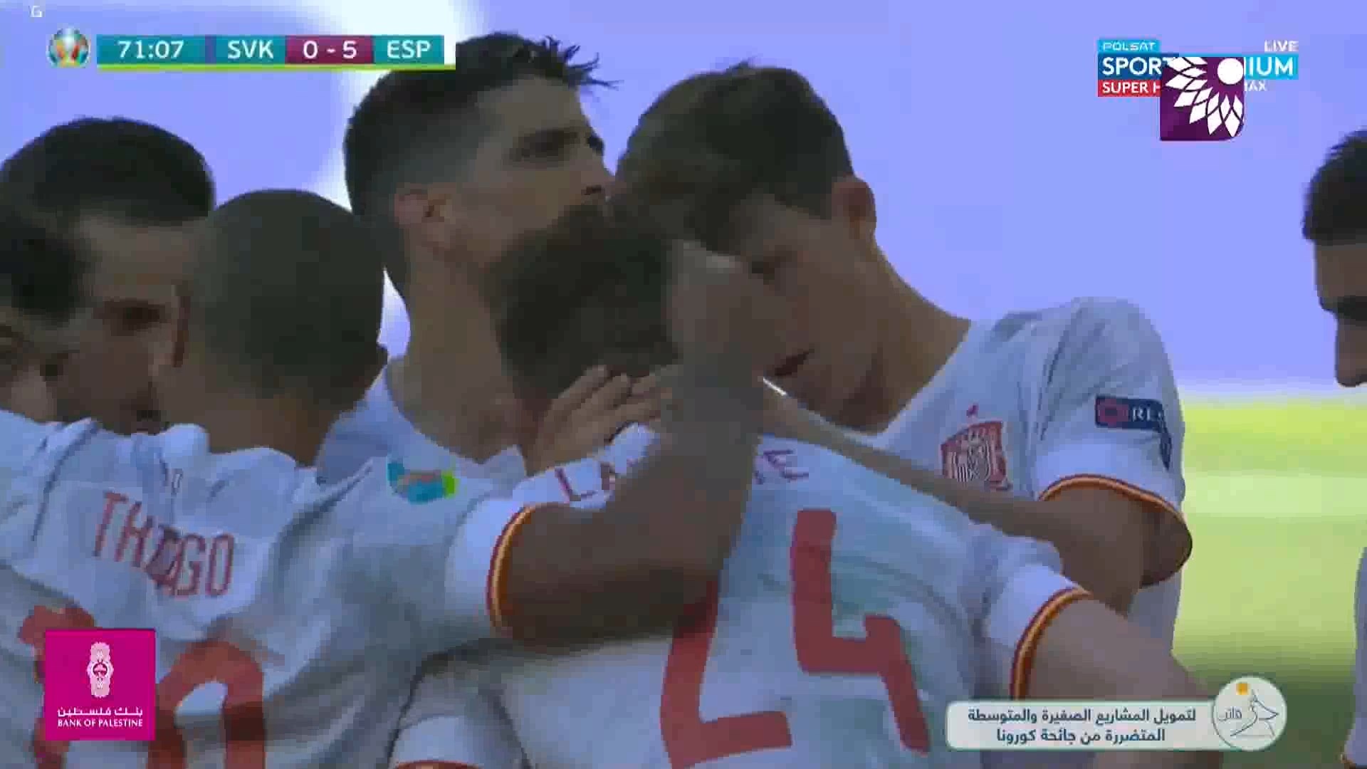 شاهد الهدف الخامس (5 – 0) لصالح إسبانيا في شباك سلوفاكيا