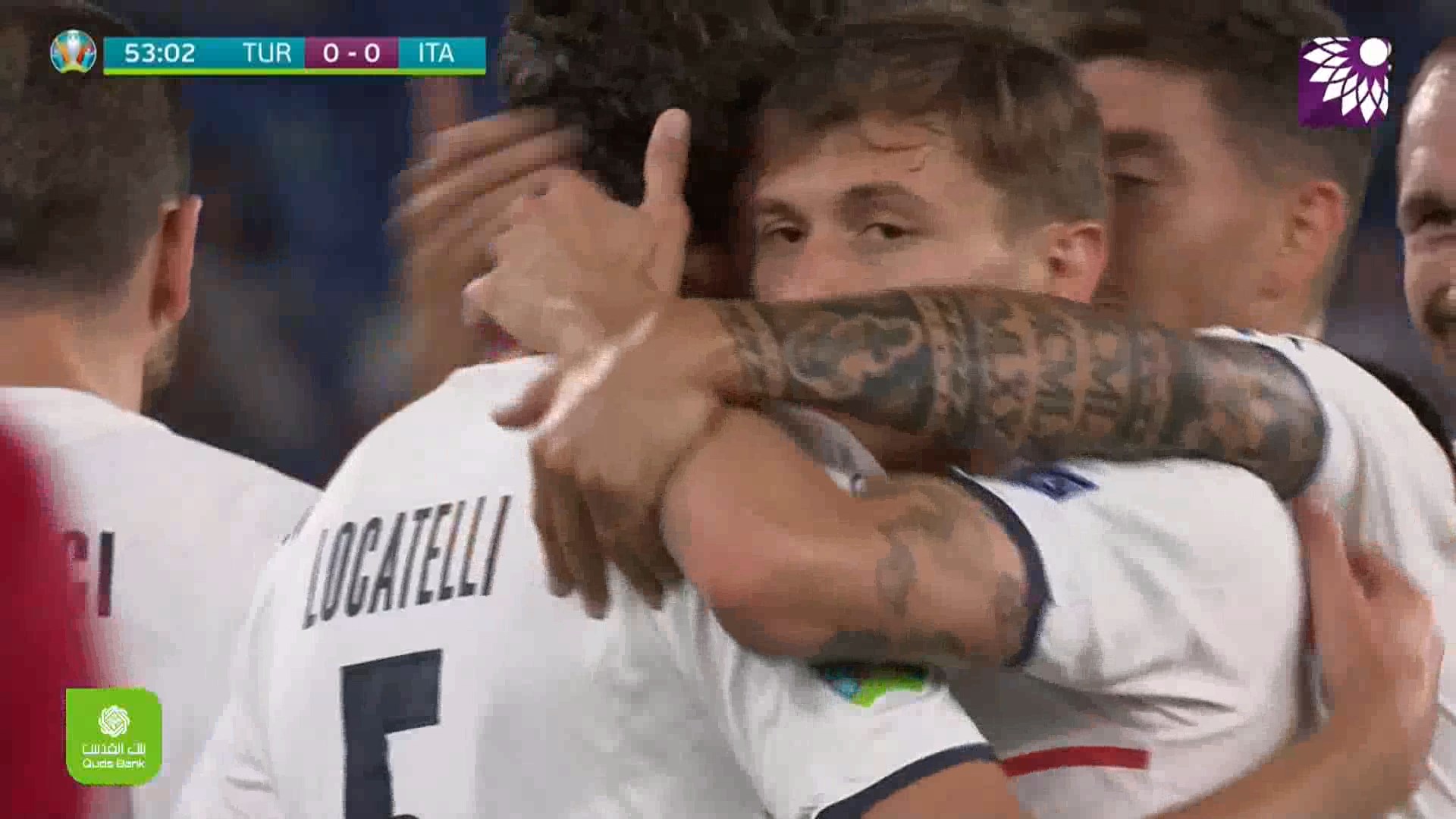 شاهد الهدف الاول ( 1-0 ) لصالح ايطاليا في شباك تركيا