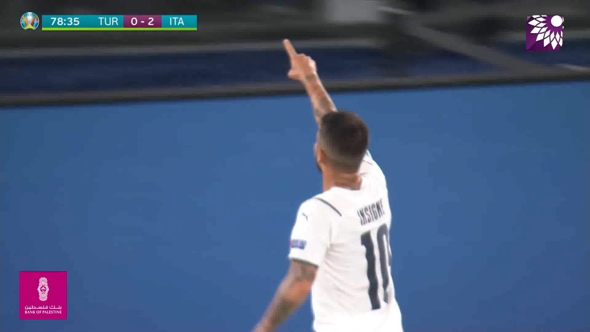 شاهد الهدف الثالث ( 3-0 ) لصالح ايطاليا في شباك تركيا