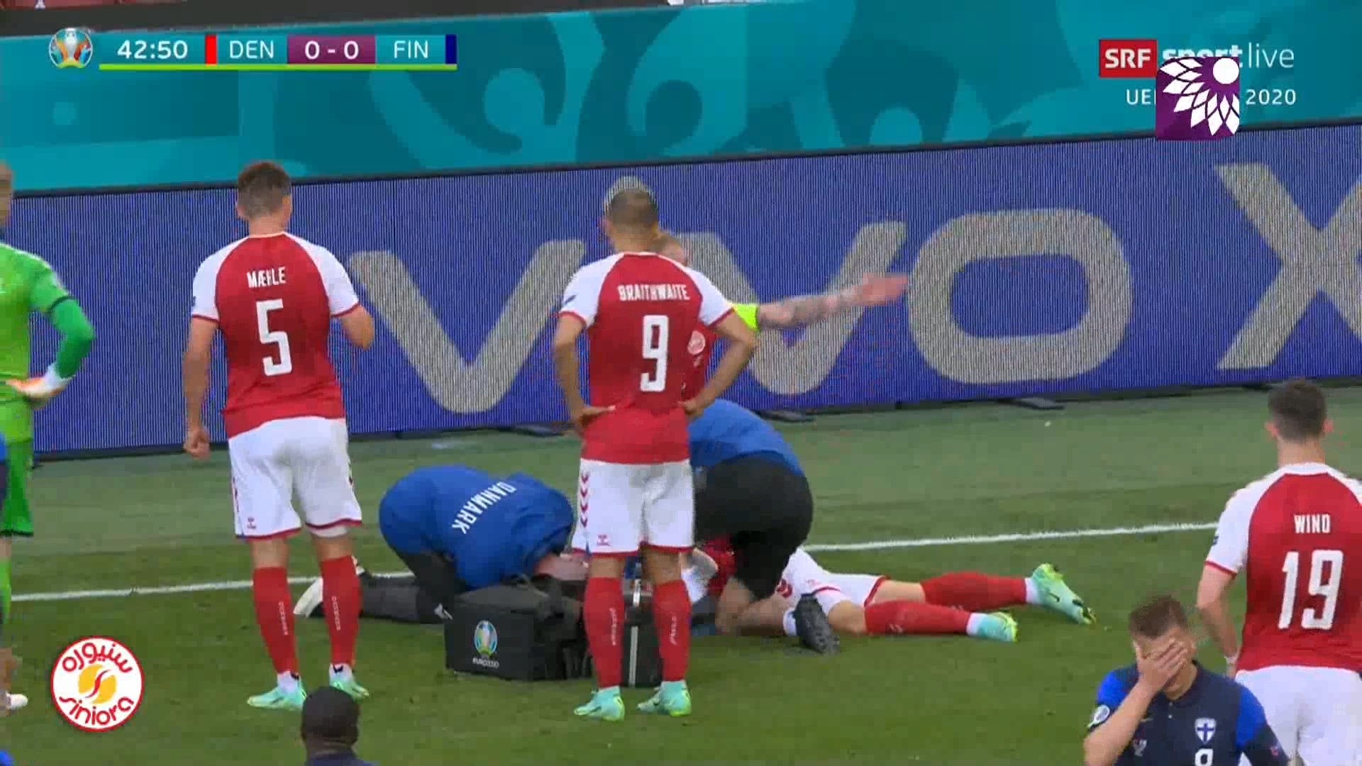 لحظة سقوط اللاعب الدنماركي كريستيان إريكسن فجأة أثناء مباراة منتخبه ضد فنلندا