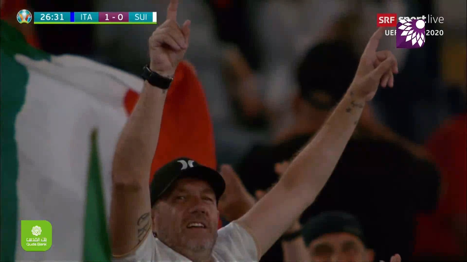 شاهد الهدف الاول ( 1-0 ) لصالح ايطاليا في شباك سويسرا