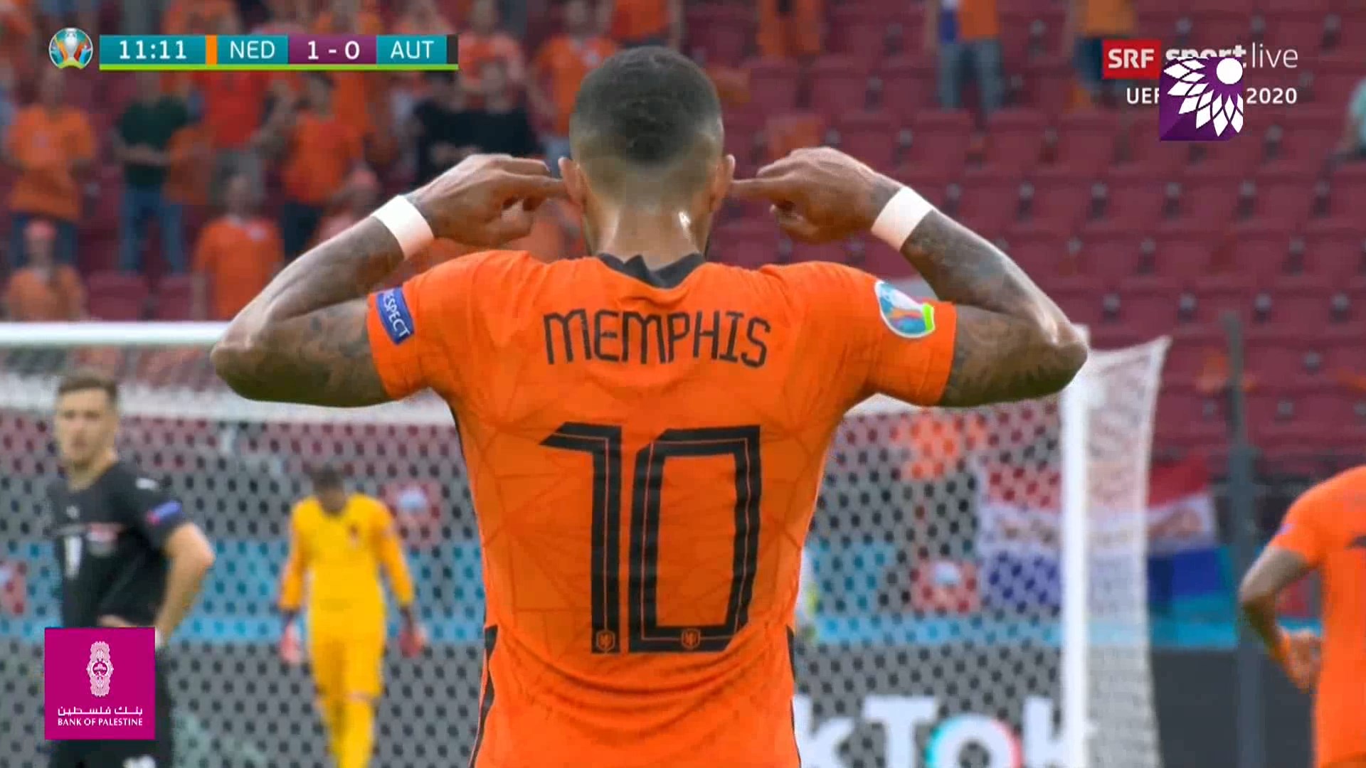 شاهد الهدف الاول ( 1-0 ) لصالح هولندا في شباك النمسا