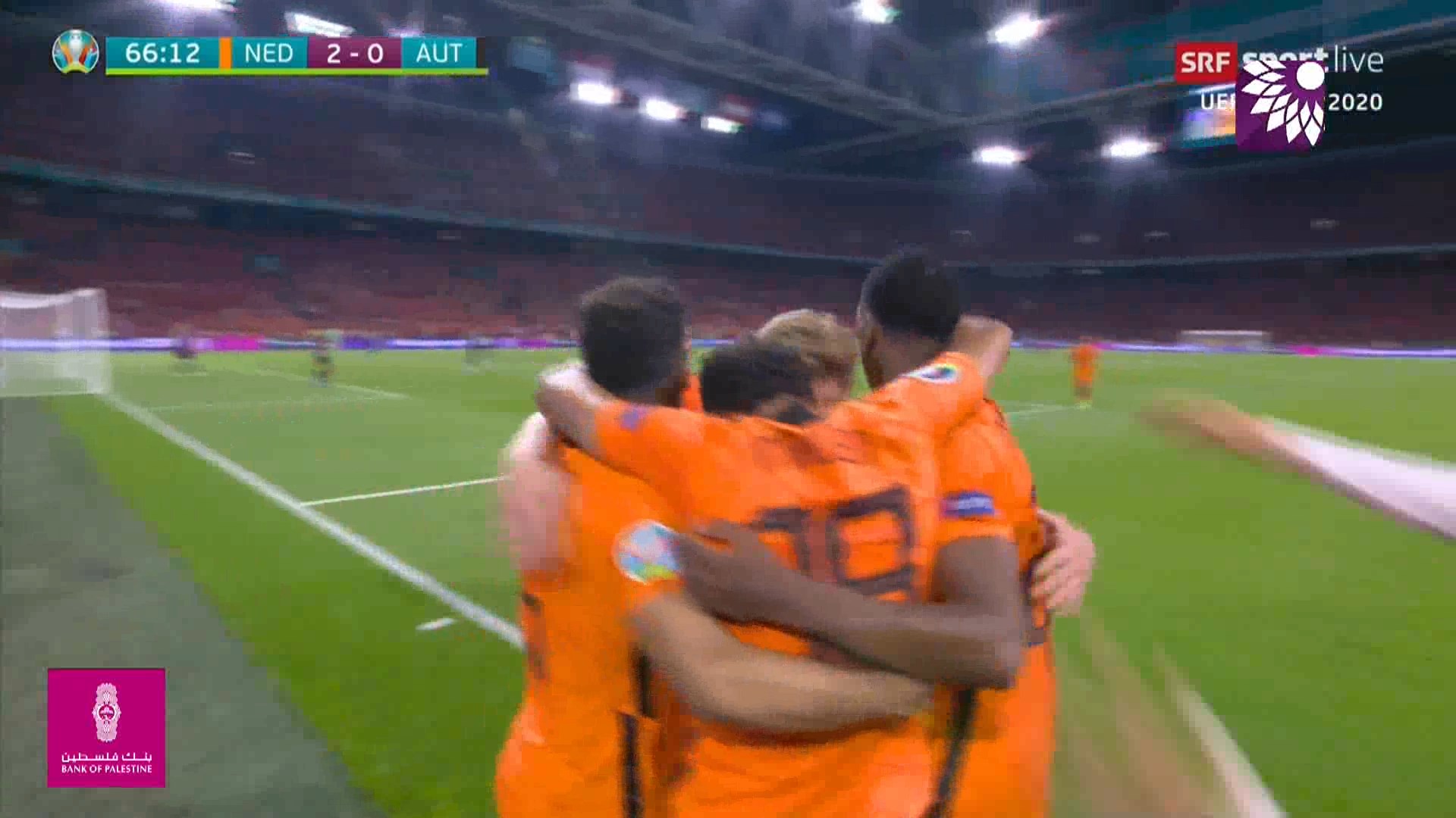 شاهد الهدف الثاني ( 2-0 ) لصالح هولندا في شباك النمسا