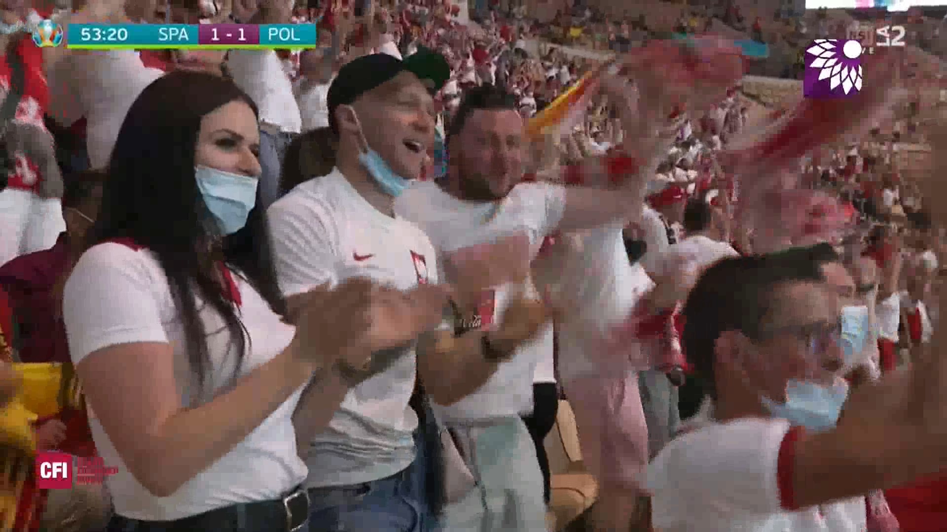 شاهد هدف التعادل (1-1) لصالح بولندا في شباك اسبانيا