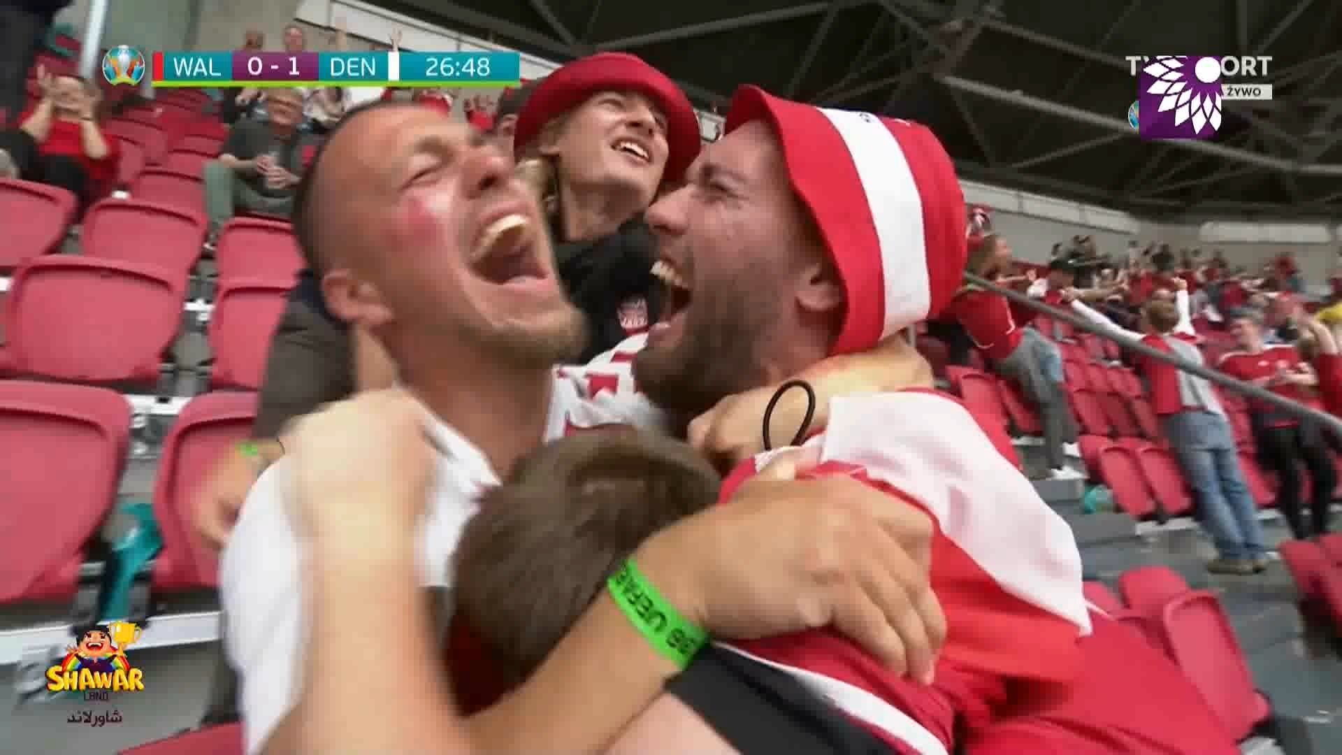 شاهد الهدف الاول ( 1-0 ) لصالح الدانمارك في شباك ويلز