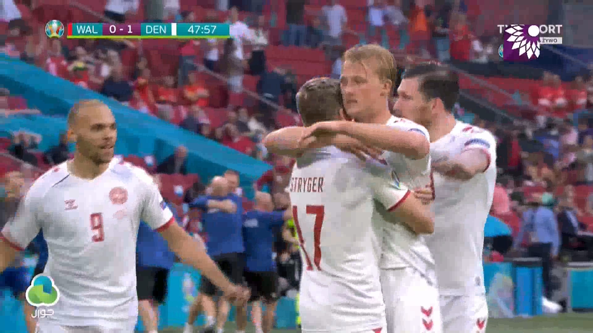 شاهد الهدف الثاني ( 2-0 ) لصالح الدانمارك في شباك ويلز