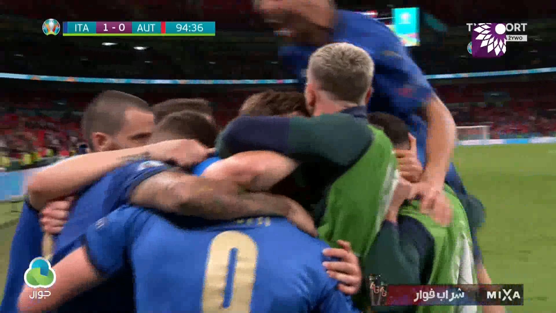 شاهد الهدف الاول ( 1-0 ) لصالح ايطاليا في شباك النمسا