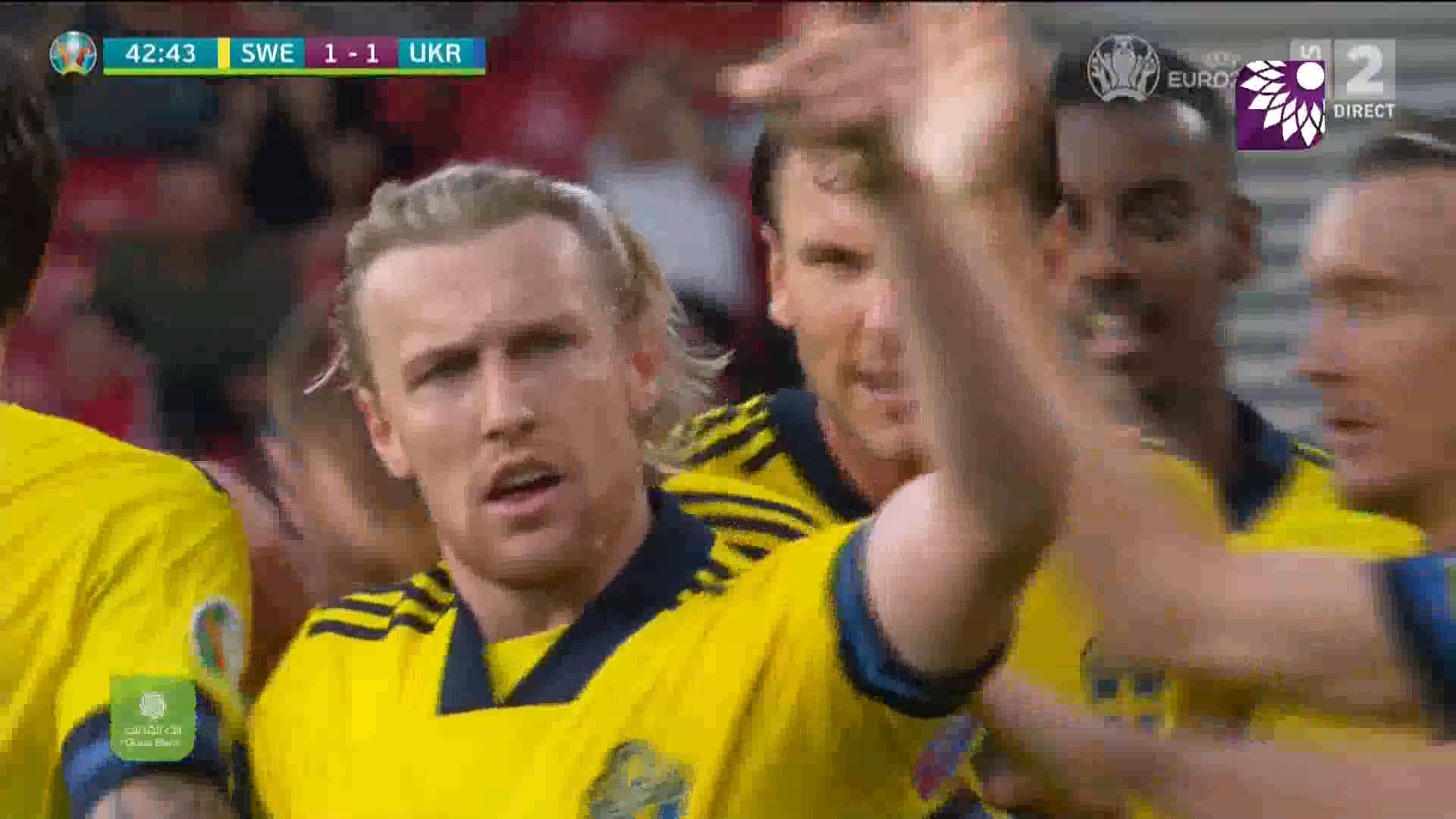 شاهد هدف التعادل (1-1 ) لصالح السويد في شباك اوكرانيا