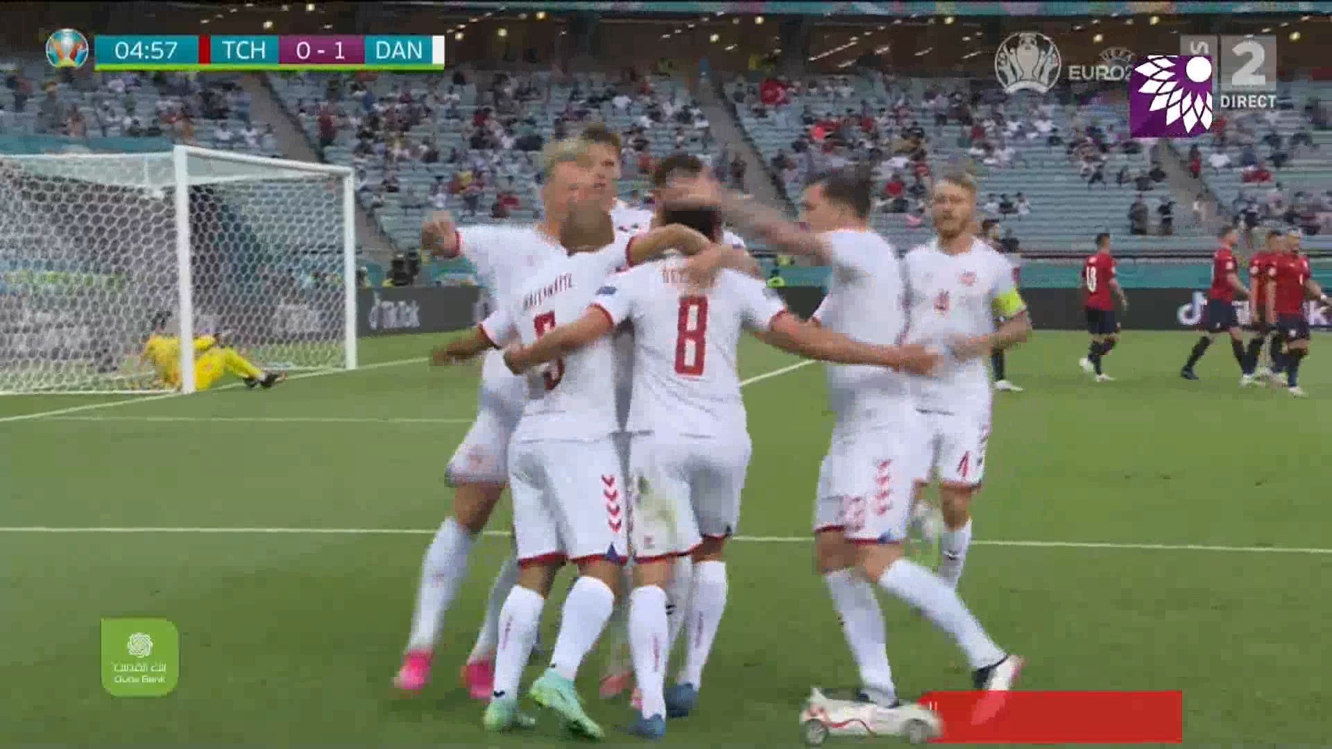 شاهد الهدف الاول ( 1-0 ) لصالح الدينمارك في شباك التشيك