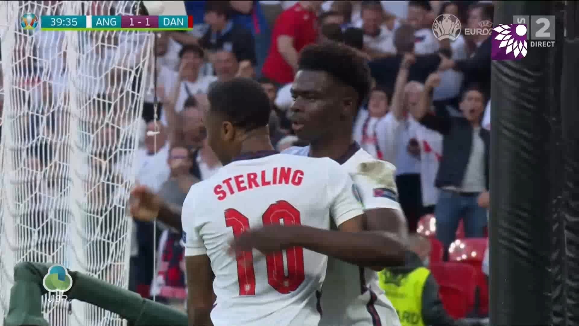 شاهد هدف التعادل (1-1) لصالح انجلترا في شباك الدانمارك