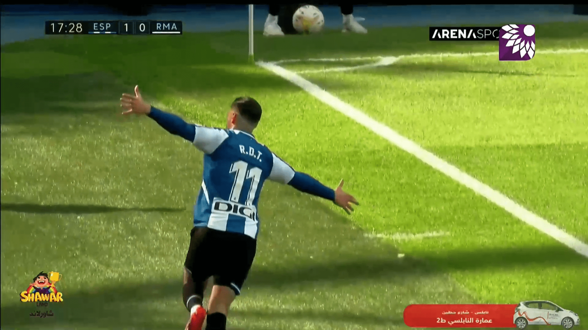 شاهد الهدف الأول (1 – 0) لصالح إسبانيول في شباك ريال مدريد