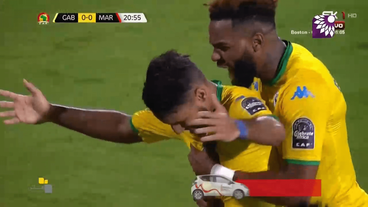 شاهد الهدف الاول (1-0) لصالح الجابون في شباك المغرب