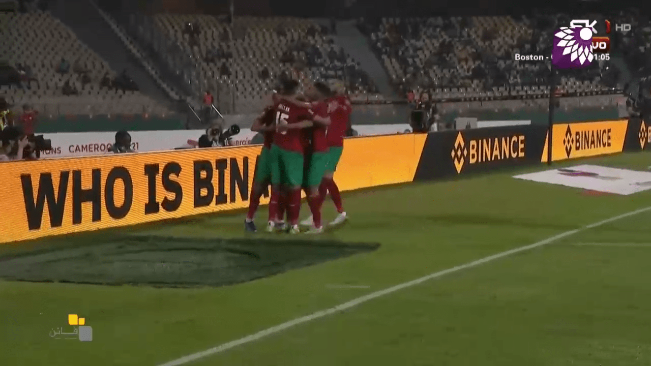 شاهد هدف التعادل (1-1) لصالح المغرب في شباك الجابون