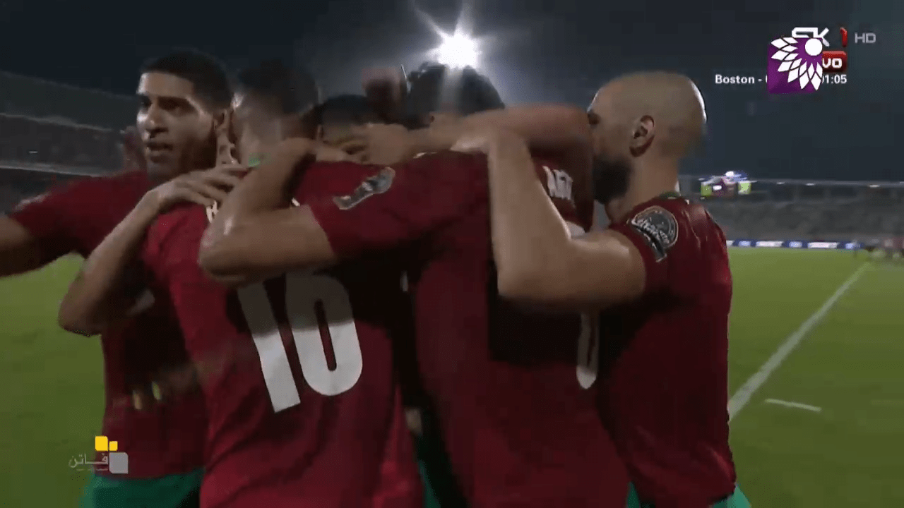 شاهد هدف التعادل الثاني (2-2) لصالح المغرب في شباك الجابون