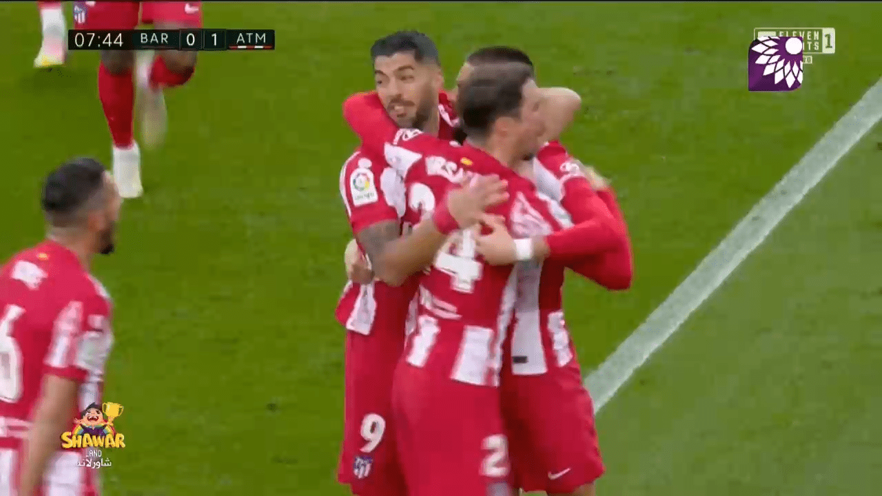 شاهد الهدف الاول (1-0) لصالح اتلتيكو مدريد في شباك برشلونة