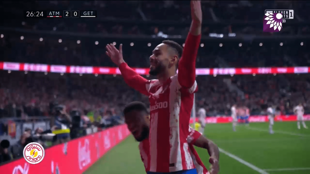 شاهد الهدف الثاني (2-0) لصالح اتلتيكو مدريد في شباك خيتافي