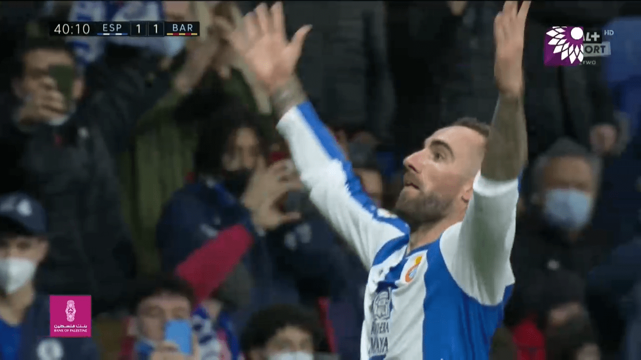 شاهد هدف التعادل (1-1) لصالح اسبانيول في شباك برشلونة