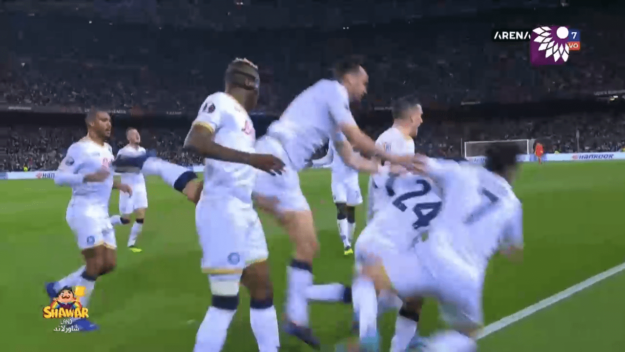 شاهد الهدف الاول (1-0) لصالح نابولي في شباك برشلونة