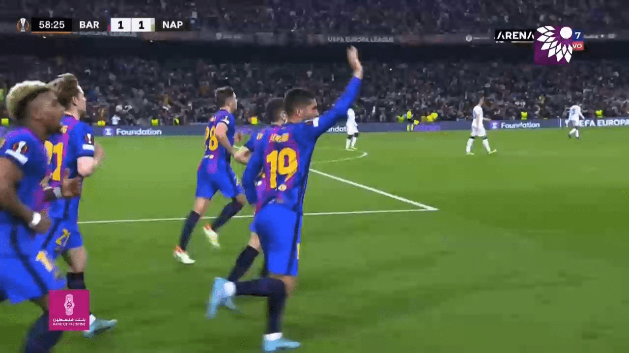 شاهد هدف التعادل (1-1) لصالح برشلونة في شباك نابولي