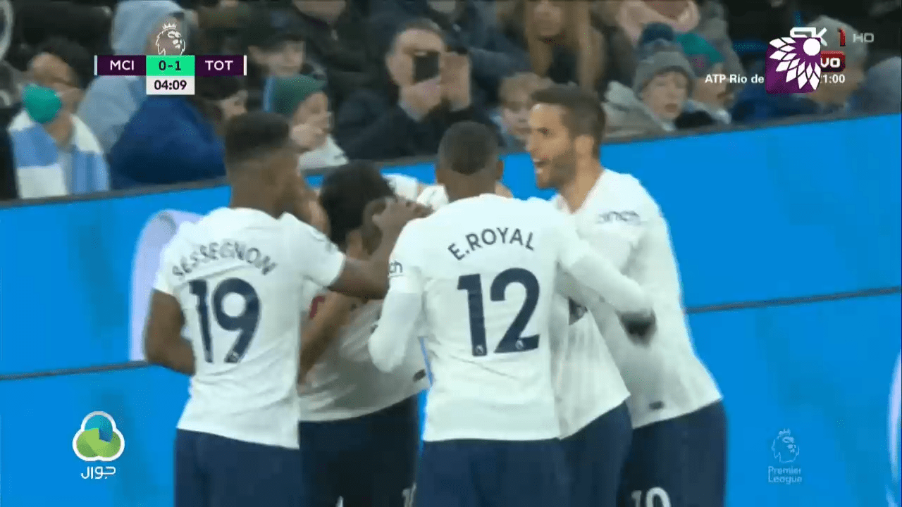 شاهد الهدف الاول (1-0) لصالح توتنهام في شباك مانشستر سيتي