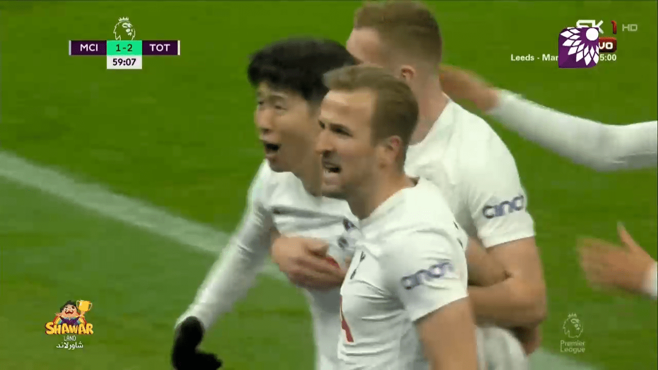 شاهد الهدف الثاني (2-1) لصالح توتنهام في شباك مانشستر سيتي