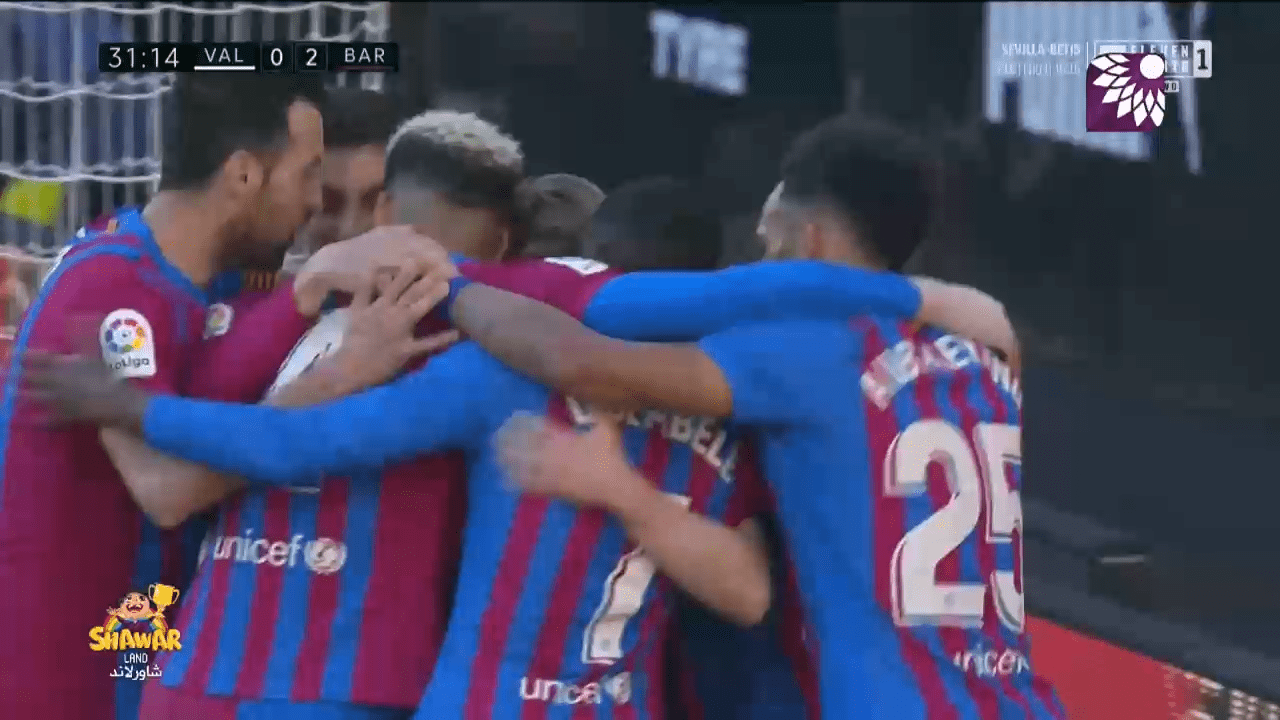 شاهد الهدف الثاني (2-0) لصالح برشلونة في شباك فالنسيا