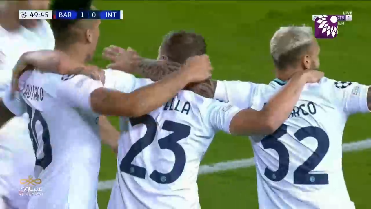 شاهد هدف التعادل (1-1) لصالح انتر ميلان في شباك برشلونة